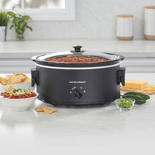 Hamilton Beach 7 qt. Black Slow Cooker with Folding Handles