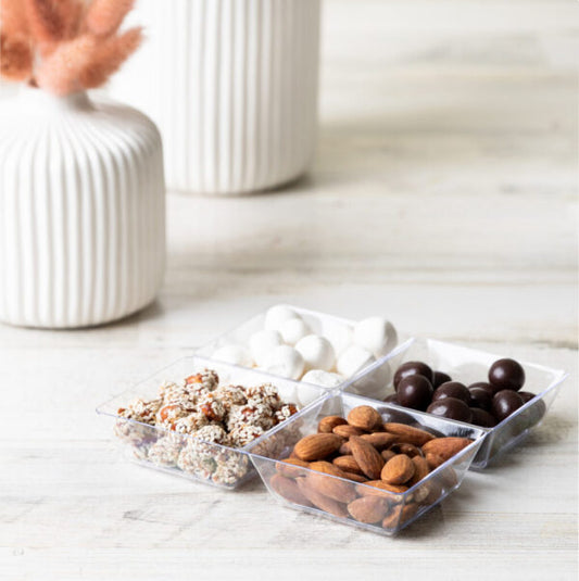 MiniWare Clear 4 Section Dish Square 6″ x 6″ (6 Count)