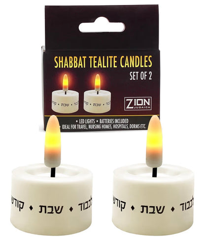 Ner Mitzvah LED Shabbat Candles - Battery Operated Flameless Tealight Candles with Automatic Timer