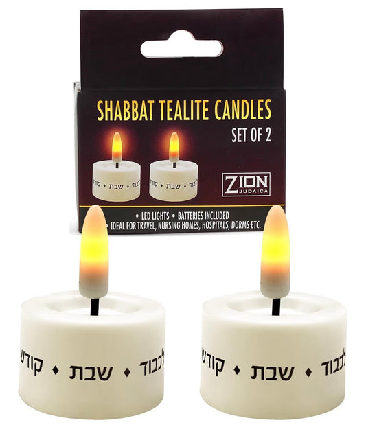 Ner Mitzvah LED Shabbat Candles - Battery Operated Flameless Tealight Candles with Automatic Timer