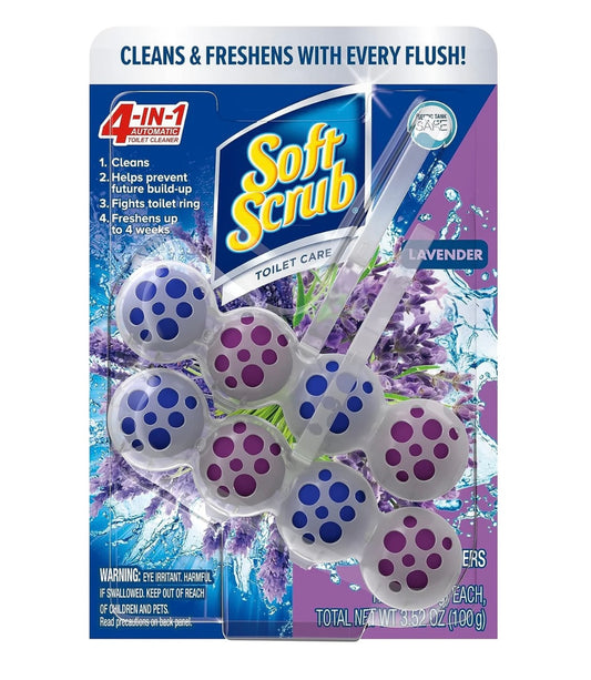 Soft, scrub, clean and fresh toilet flush