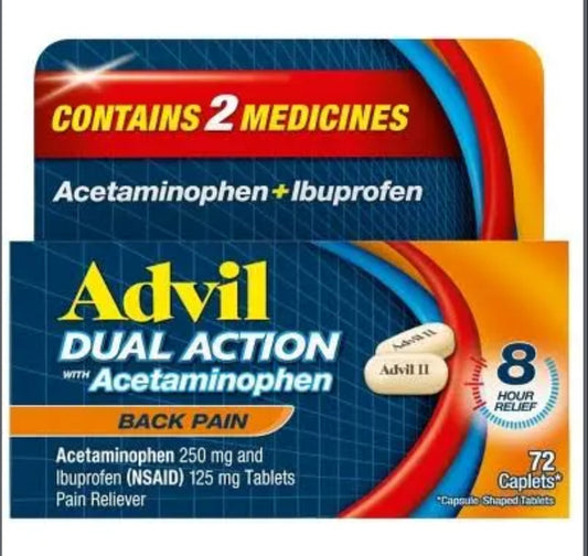 Advil, dual action back pain 72 capsules