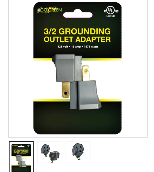 go green 3/2 grounding outlet adapter