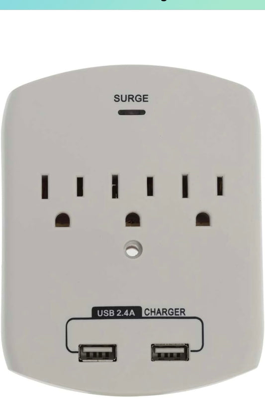 Surge protector wall adapter 2 USB-A