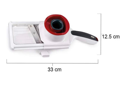 Zyliss Easy Control Handheld Slicer - Vegetable Slicer & Chopper - Fruit Cutter - Handheld Slicer with Two Stainless Steel Blades - Dishwasher Safe - White/Red, 13 inches