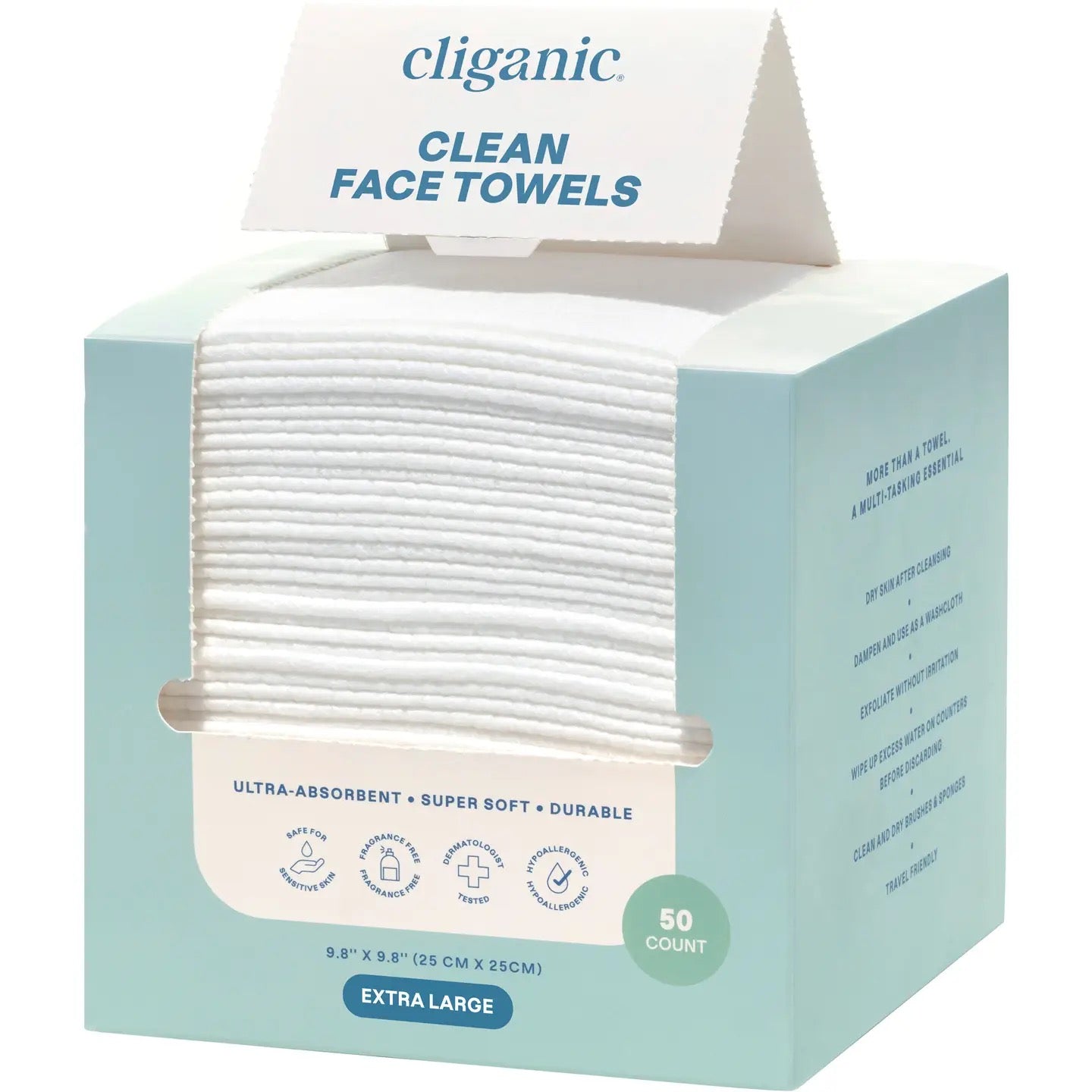 Extra large, clean face towels, ultra absorbent super soft durable 50 count