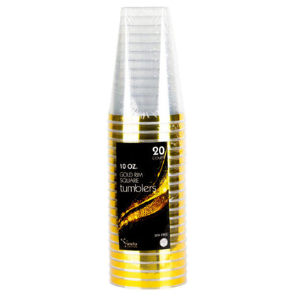 10oz Square Gold Rim Tumblers (20 Count)