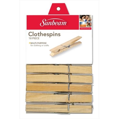 Wooden Clothes Pins 18pc