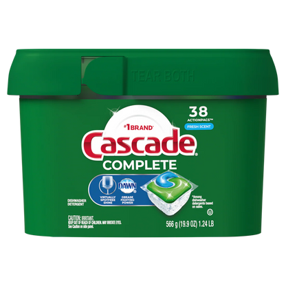 Cascade Complete ActionPacs Dishwasher Detergent, Fresh Scent - 38ct
