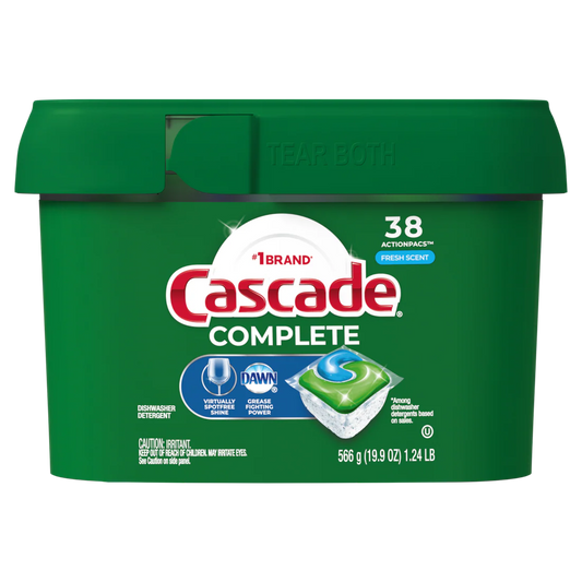 Cascade Complete ActionPacs Dishwasher Detergent, Fresh Scent - 38ct