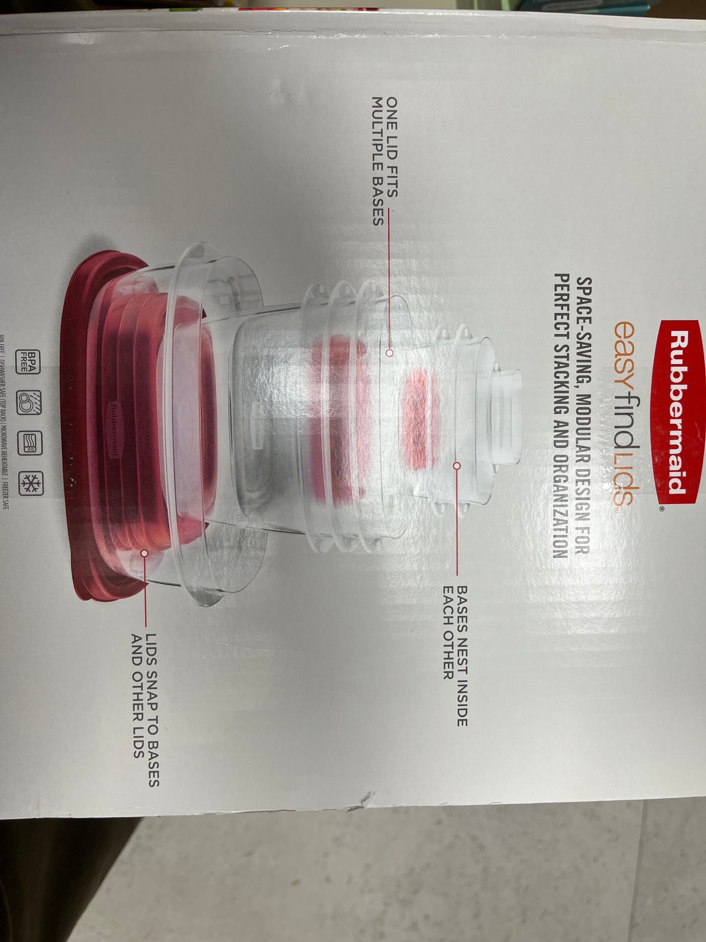 Rubbermaid plastic containers, easy, fine lids