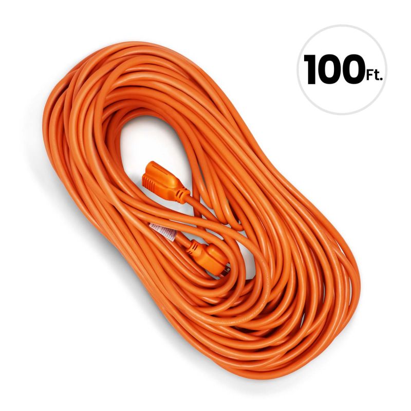 100 FT Outdoor Extension Cord, 16-3 SJT, Orange