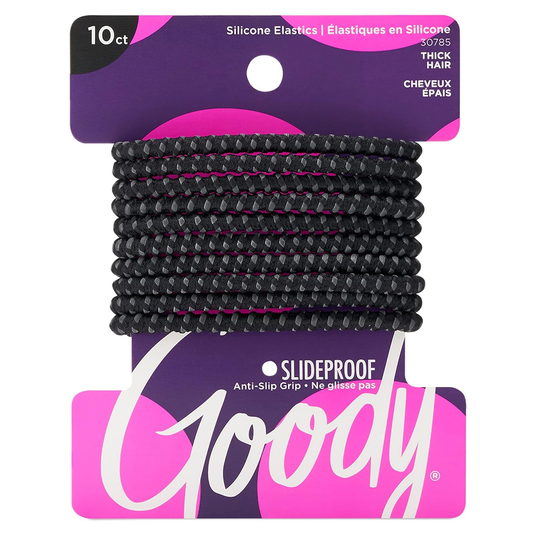 Goody Slide Proof Stayput Black Hair Elastics, 4 mm, 10 Count