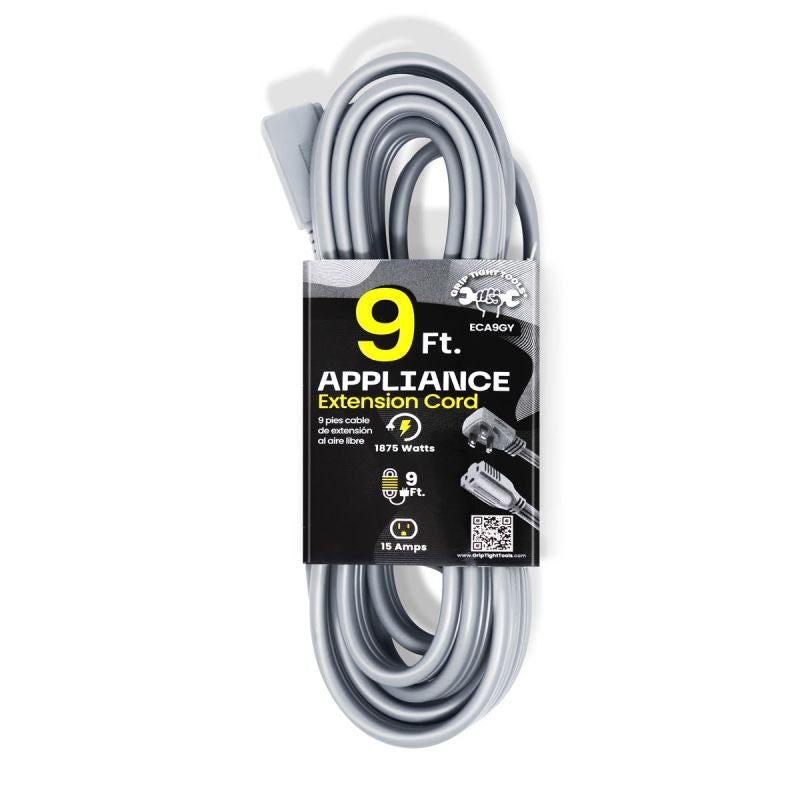 9 FT Appliance Extension Cord, 14-3 SPT, Grey