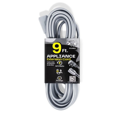 9 FT Appliance Extension Cord, 14-3 SPT, Grey