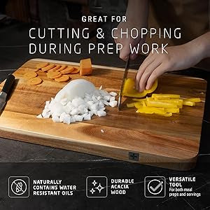 Swiss Diamond, Long Grain Acacia Wood Cutting Board, Heavy Duty Wooden Cutting Board for Charcuterie, Fruits & More, Supports Knife Sharpness and Cleanliness, 60 x 40 cm