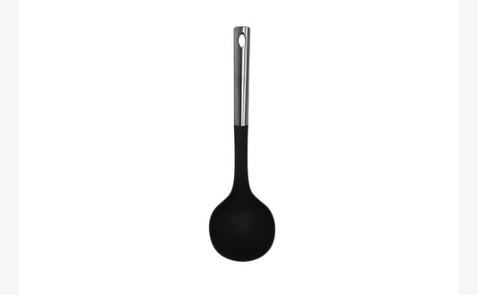 Nylon Utensils, Soup Ladle, SS Handle, Black, 13"