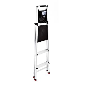 Rubbermaid 3-Step Ladder, Aluminum Lightweight Folding Step Stool with Project Tray, Silver, Tested to US Safety Standards, No Assembly Required