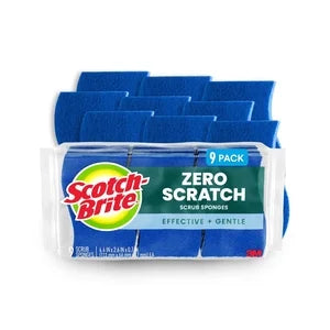 Scotch-Brite Zero Scratch Scrub Sponge, 9 Pack