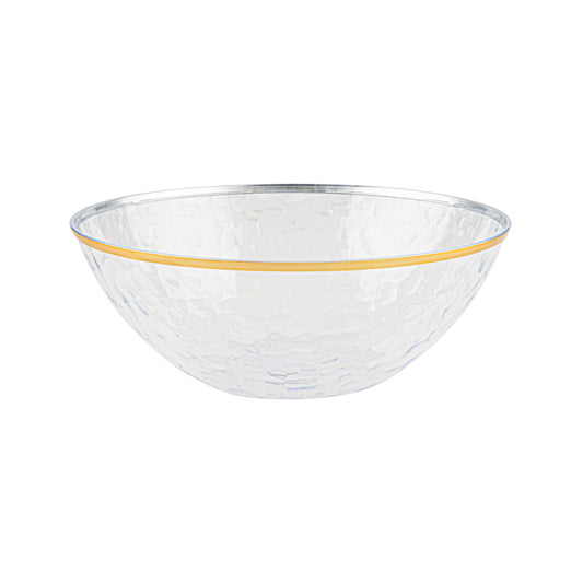 Hammered Salad Bowl 58oz Clear/Gold Rim
