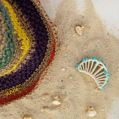 Raffia Seashell Hair Clip | Large Teal Claw Clip | New