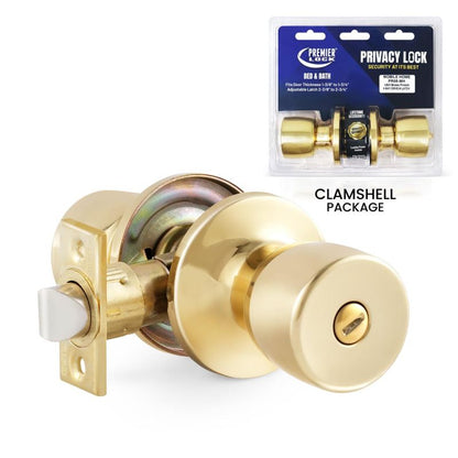 Privacy Knob - Tulip Style - Polished Brass Finish US3 - 6 in 1 Drive - In Latch - Mobile Home