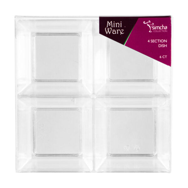 MiniWare Clear 4 Section Dish Square 6″ x 6″ (6 Count)