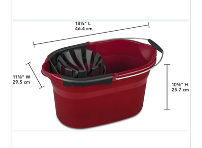 PAIL-17.5qt OBLONG-w- WRINGER RED