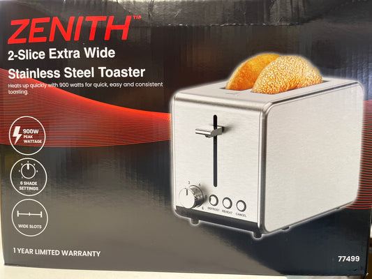 ZENITH 2 slice extra wide stainless steel toaster ￼