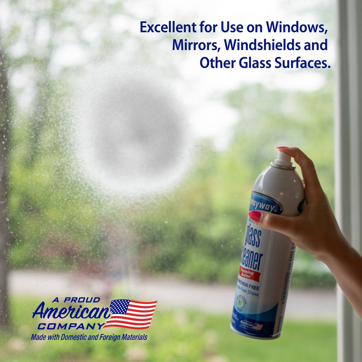 Sprayway Glass Cleaner Foaming Aerosol Spray, 19oz