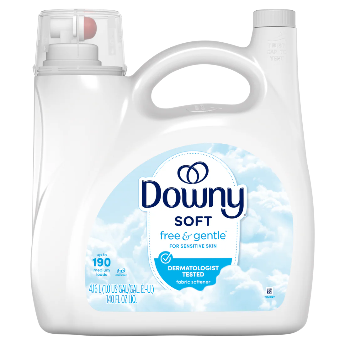 Downy Ultra Free & Gentle Hypoallergenic Laundry Liquid Fabric Softener 190 Loads - 140oz