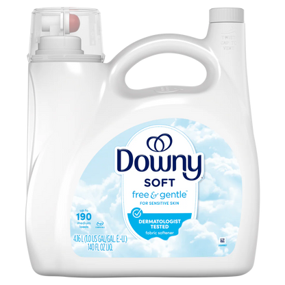 Downy Ultra Free & Gentle Hypoallergenic Laundry Liquid Fabric Softener 190 Loads - 140oz