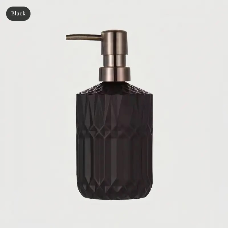Facet Glass Soap Dispenser: Grey