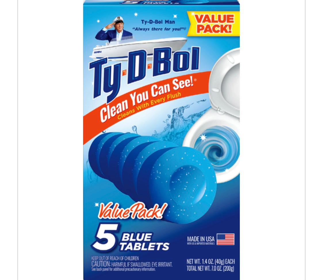 TY D BOL TABLET- 5 PACK 1.4oz PLUS BLEACH