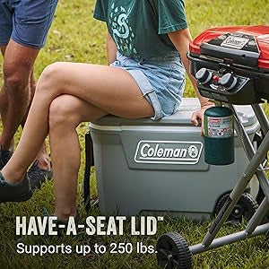 Coleman Classic Series Insulated Portable Rolling Cooler with Wheels, Leak-Resistant Outdoor Hard Cooler Keeps Ice up to 5 Days, 62-Quart