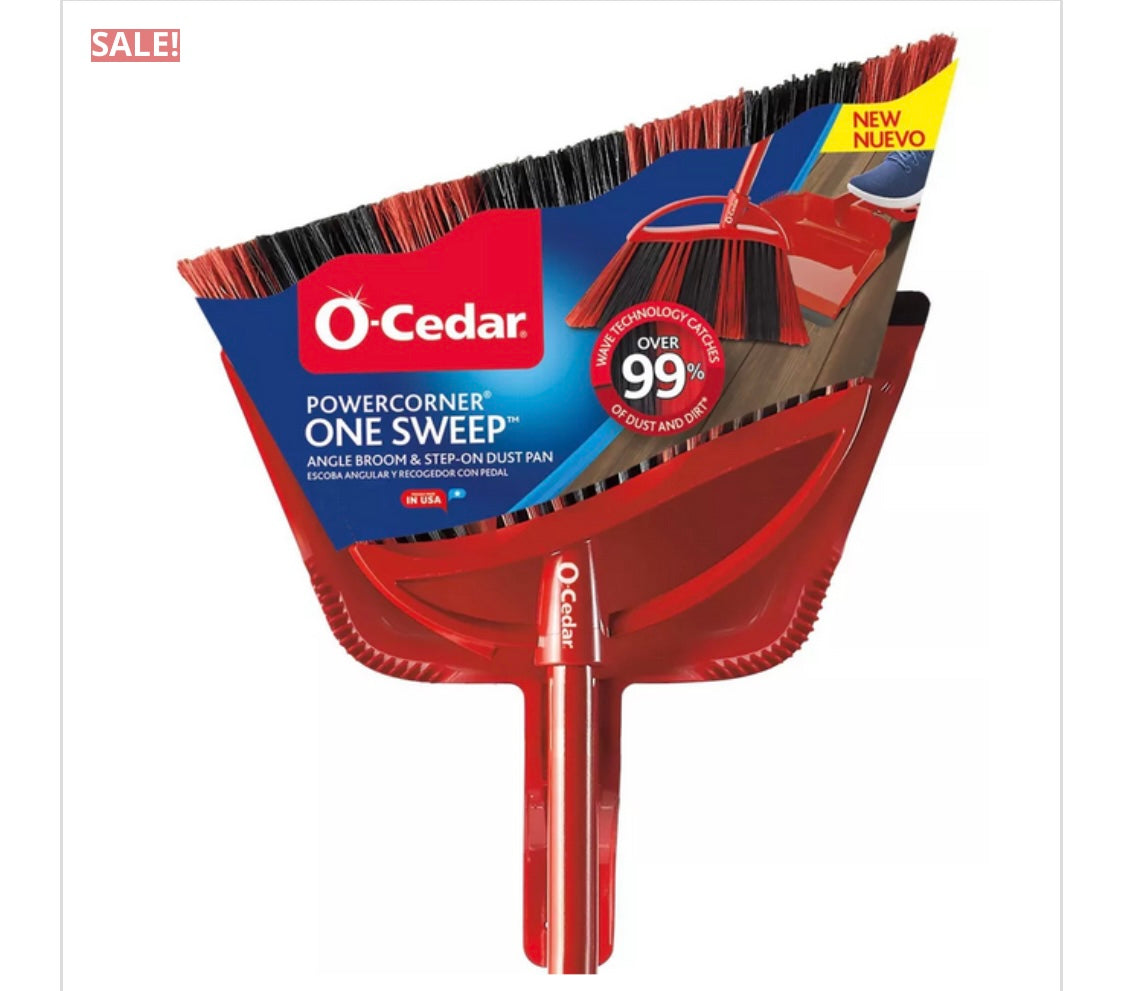 OCEDAR LG. POWER CORNER BROOM W/ STEP ON DUST PAN