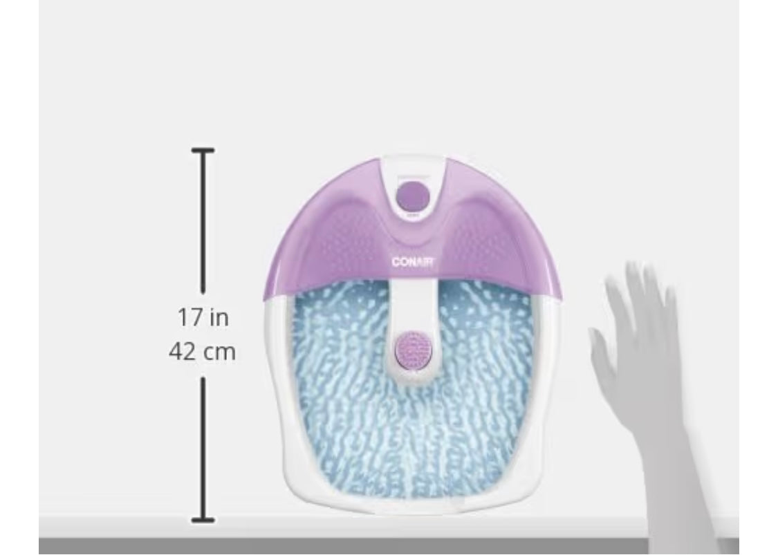 Conair Soothing Pedicure Foot Spa Bath with Soothing Vibration Massage, Deep Basin Relaxing Foot Massager with Jets, pink/White