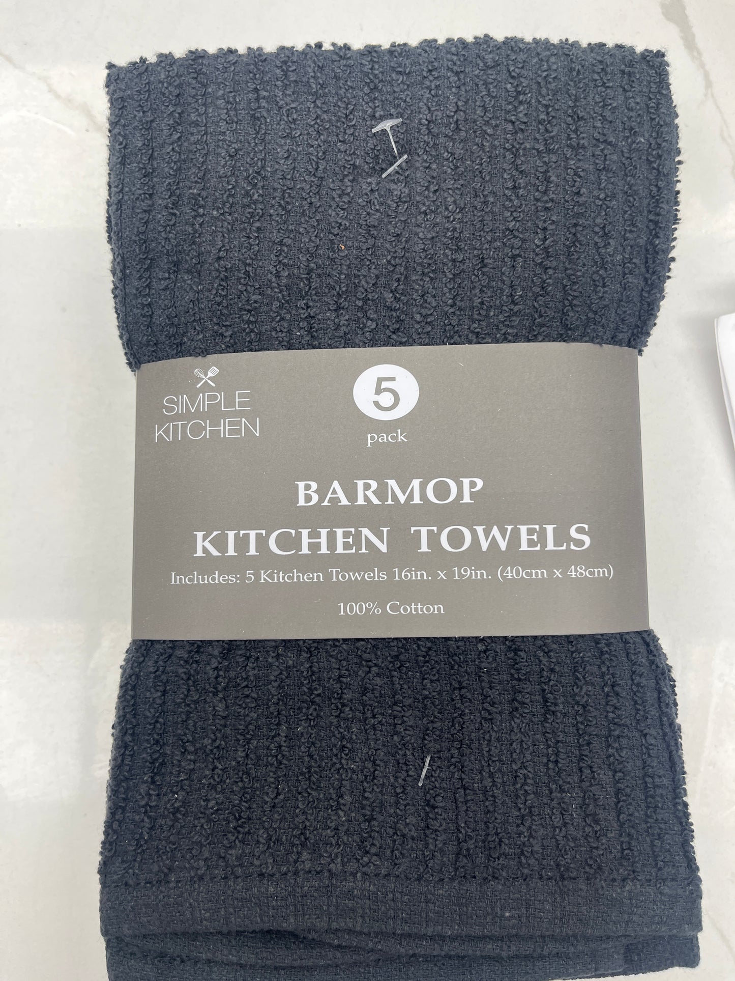 Kitchen towels 5 pack black