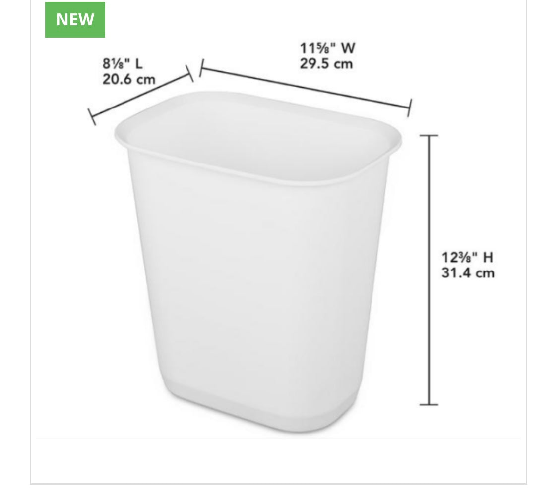 Sterilite 3 gallon wastebasket white