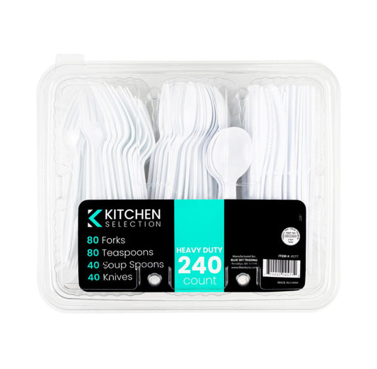 Kitchen selection, heavy duty 240 count cutlery clear white