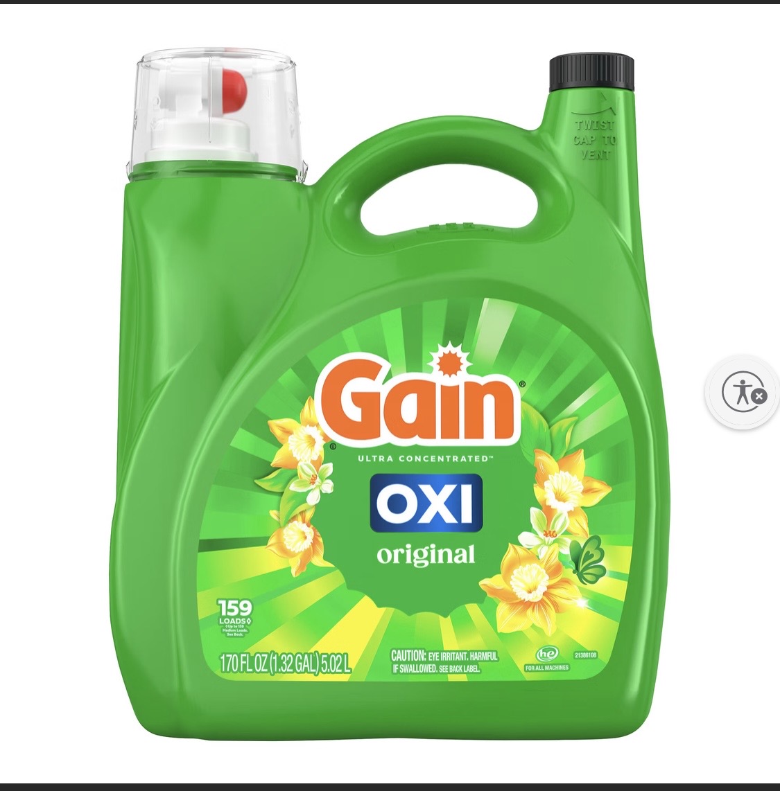 Gain + Oxi Liquid Laundry Detergent - Original Scent, 159 loads/170 oz.