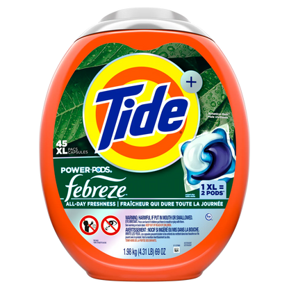 Tide Power Pods with Febreze Laundry Detergent Pacs Botanical Rain Scent All-Day Freshness - 45ct