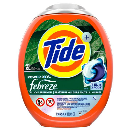 Tide Power Pods with Febreze Laundry Detergent Pacs Botanical Rain Scent All-Day Freshness - 45ct