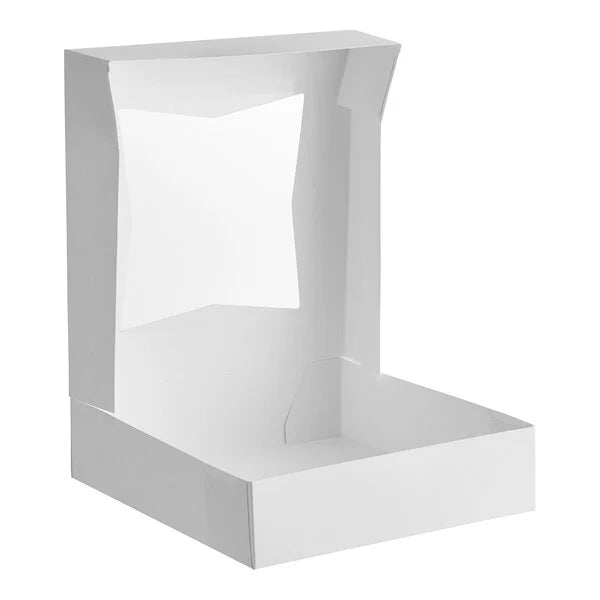 Baker's Lane 10" x 10" x 2 1/2" White Customizable Auto-Popup Window Pie / Bakery Box