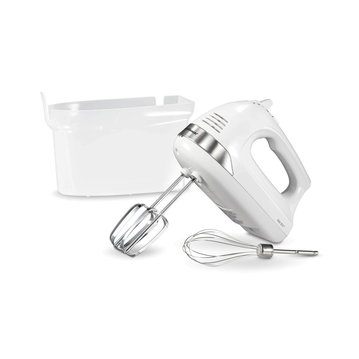 Hamilton Beach 6 Speed Hand Mixer Snap-On Case White 62629: Handheld Mixer for Kitchen, 275W, Dishwasher-Safe Parts