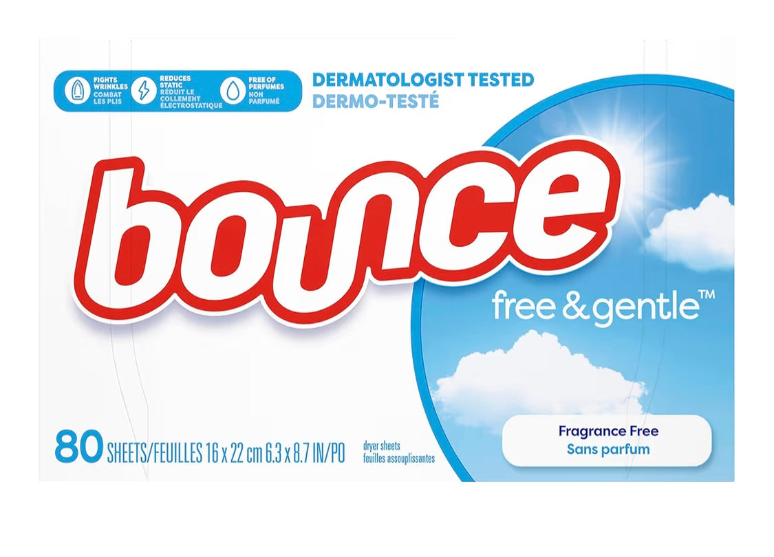 Bounce Free & Gentle, Fabric Softener Sheets, 80 Count