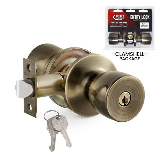 Keyed Entry Lockset - Antique Brass, Tulip Knobs, KW1 Keyway