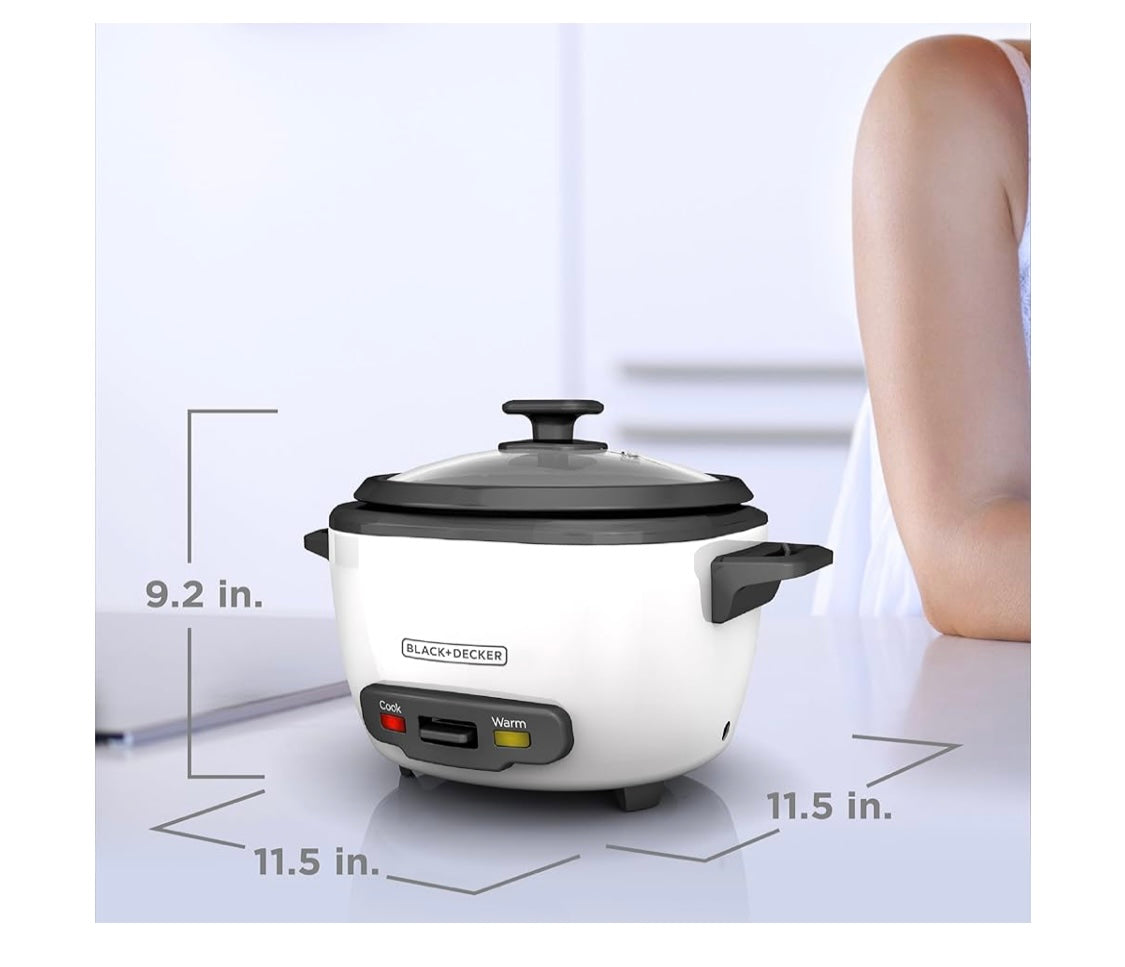 BLACK+DECKER 16-Cup Rice Cooker, 8-Cup Uncooked Rice, Steaming Basket, Removable Non-Stick Bowl, One Touch, Keep Warm
