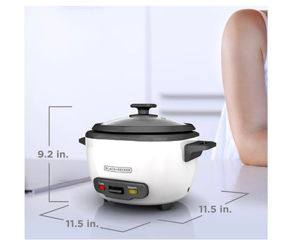 BLACK+DECKER 16-Cup Rice Cooker, 8-Cup Uncooked Rice, Steaming Basket, Removable Non-Stick Bowl, One Touch, Keep Warm