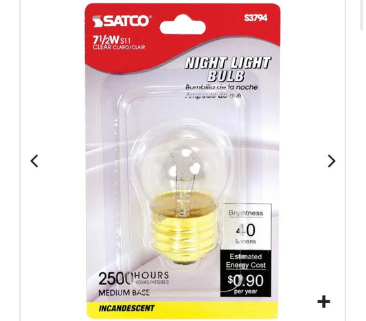 NIGHT LIGHT BULB 7-1/2 CD/1 CLEAR